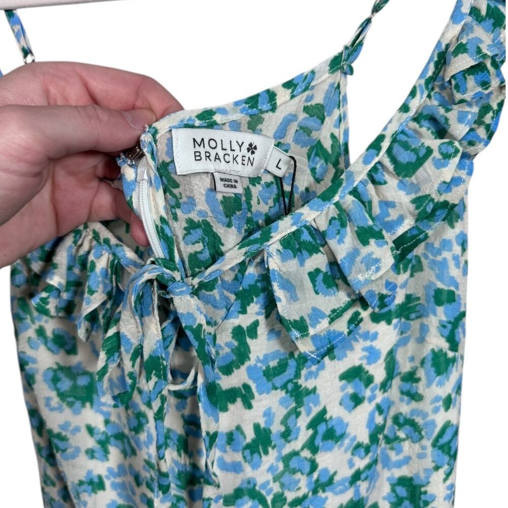 Molly Bracken Floral Print Ruffle Trim Sleeveless Mini Dress - NWT - Size L - Picture 3 of 5
